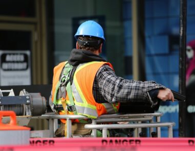 construction worker wearing hard hat